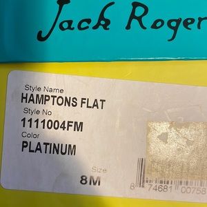 Jack Rogers Hamptons Flat size 8 in platinum.